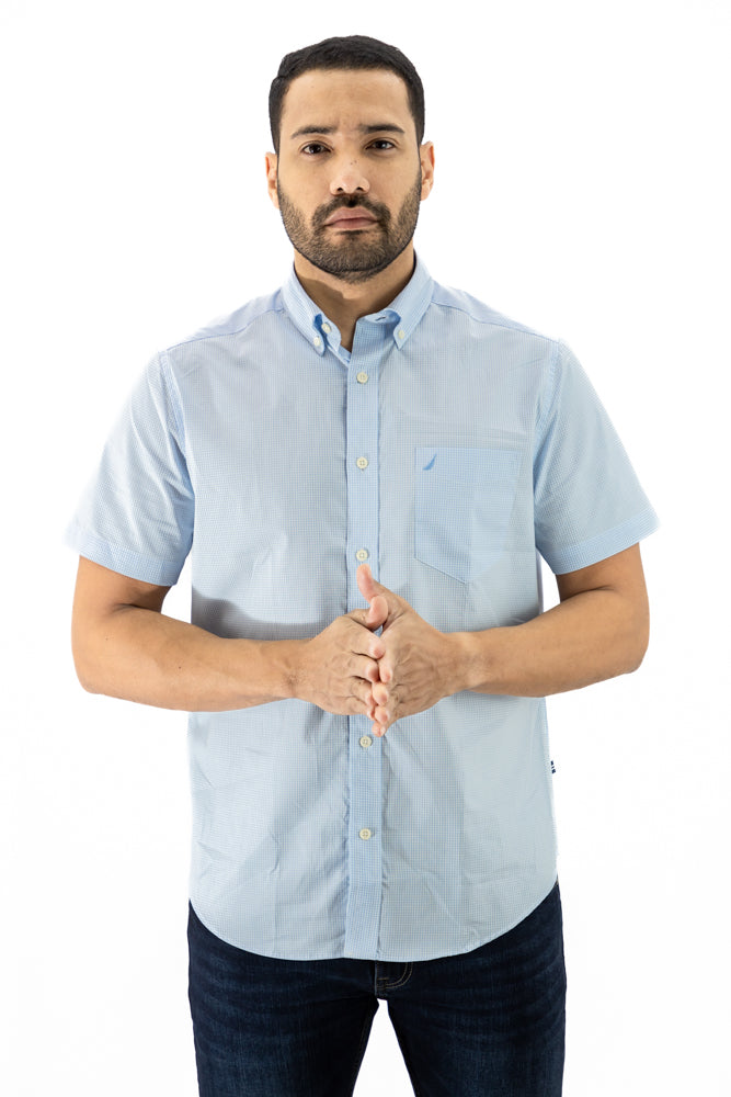 Camisa Nautica Manga Corta Azul