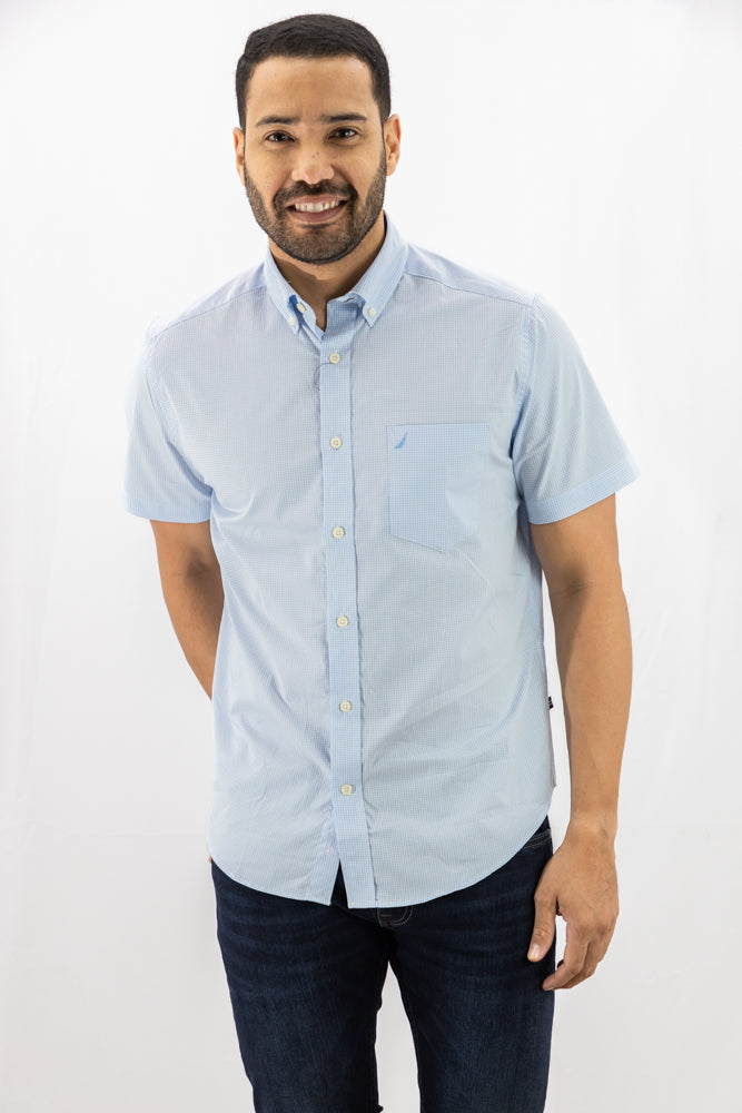 Camisa Nautica Manga Corta Azul