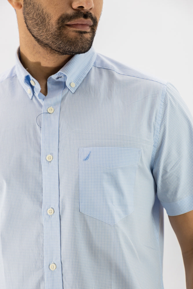 Camisa Nautica Manga Corta Azul