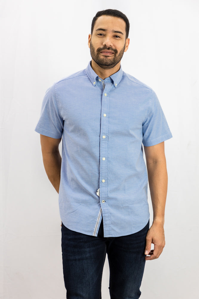 Camisa Nautica Manga Corta Azul