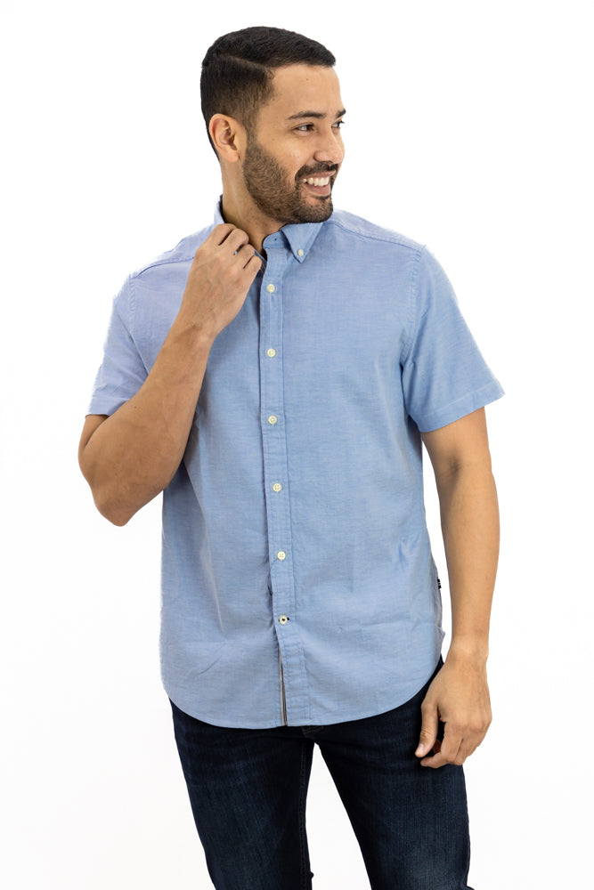 Camisa Nautica Manga Corta Azul