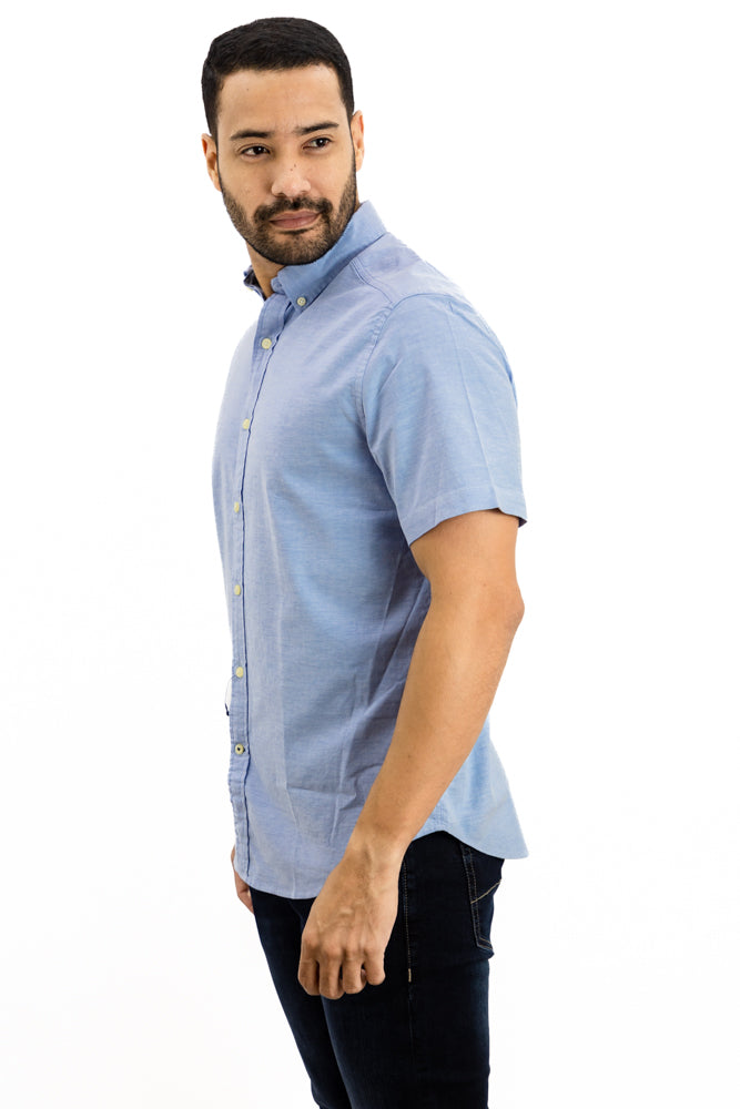 Camisa Nautica Manga Corta Azul