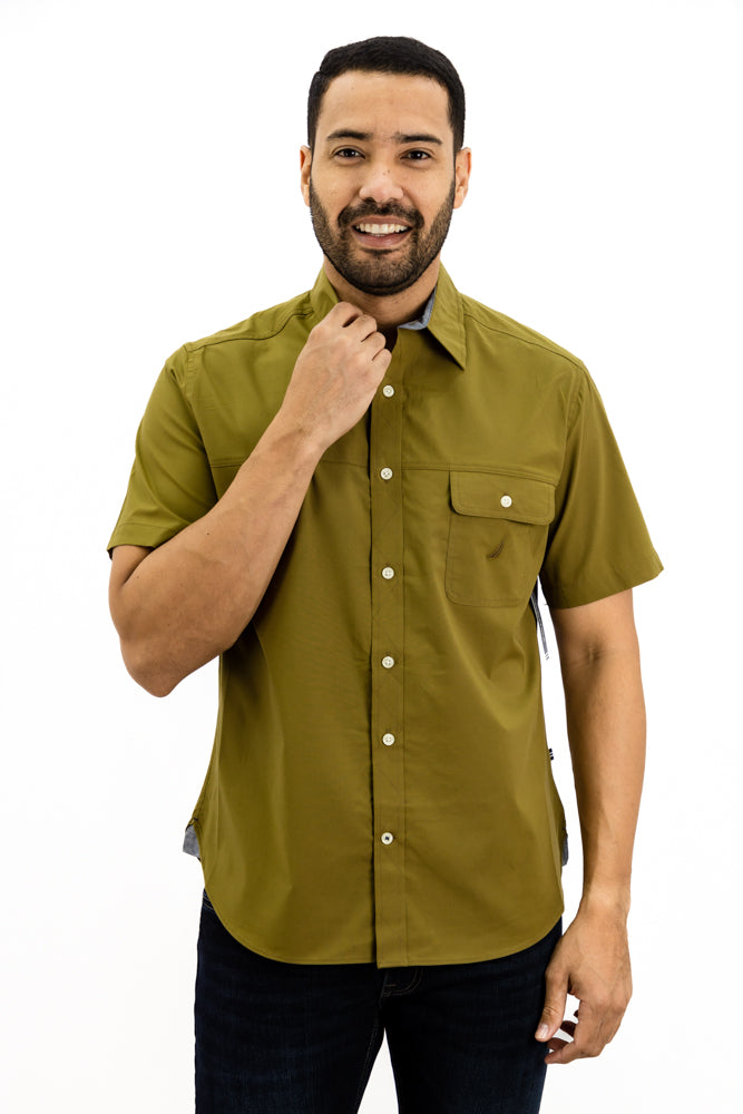 Camisa Nautica Manga Corta Verde Arcadia Oliva