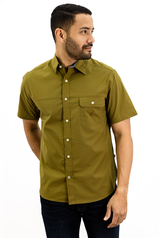 Camisa Nautica Manga Corta Verde Arcadia Oliva