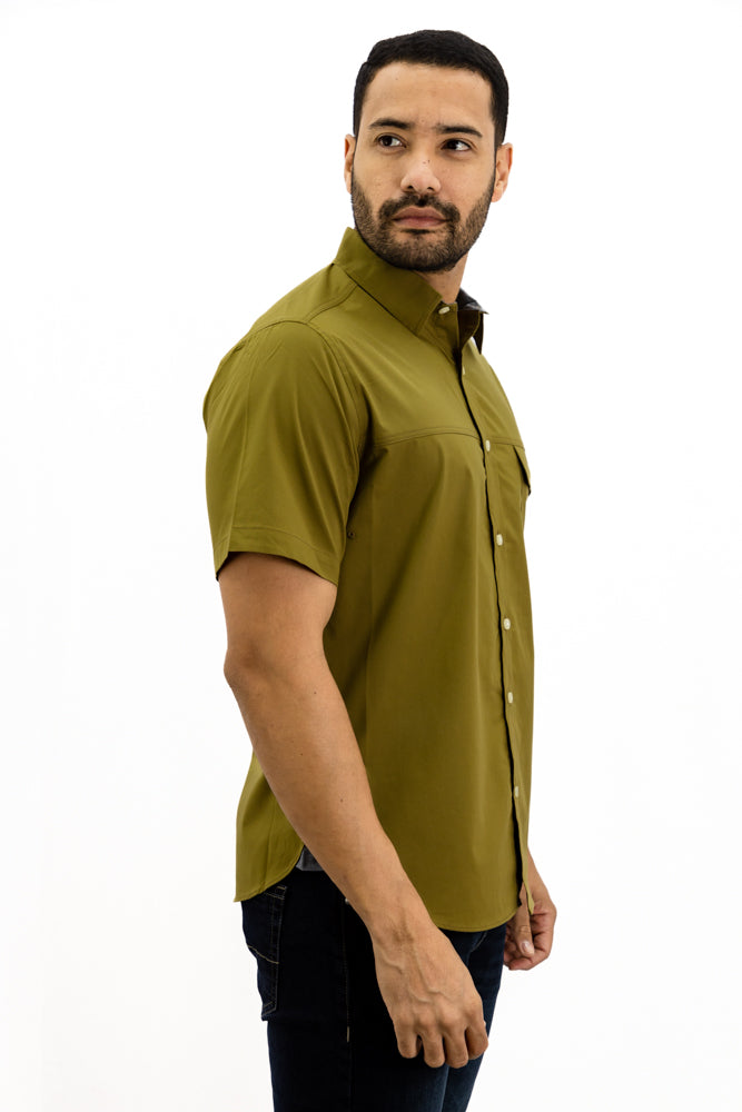 Camisa Nautica Manga Corta Verde Arcadia Oliva