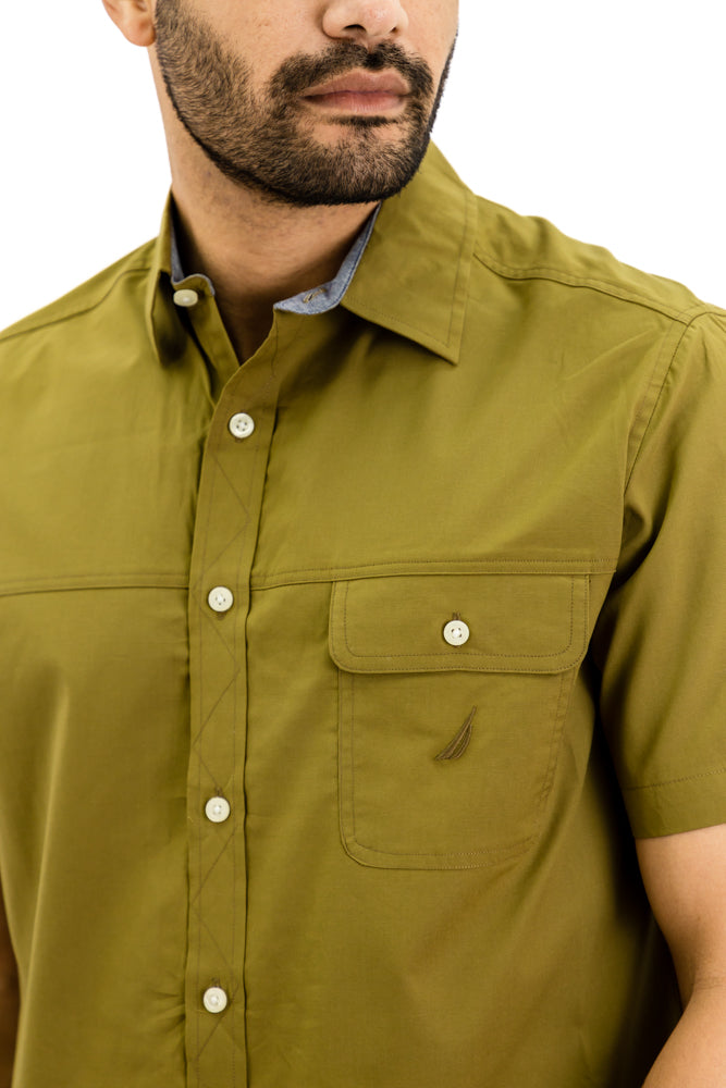 Camisa Nautica Manga Corta Verde Arcadia Oliva