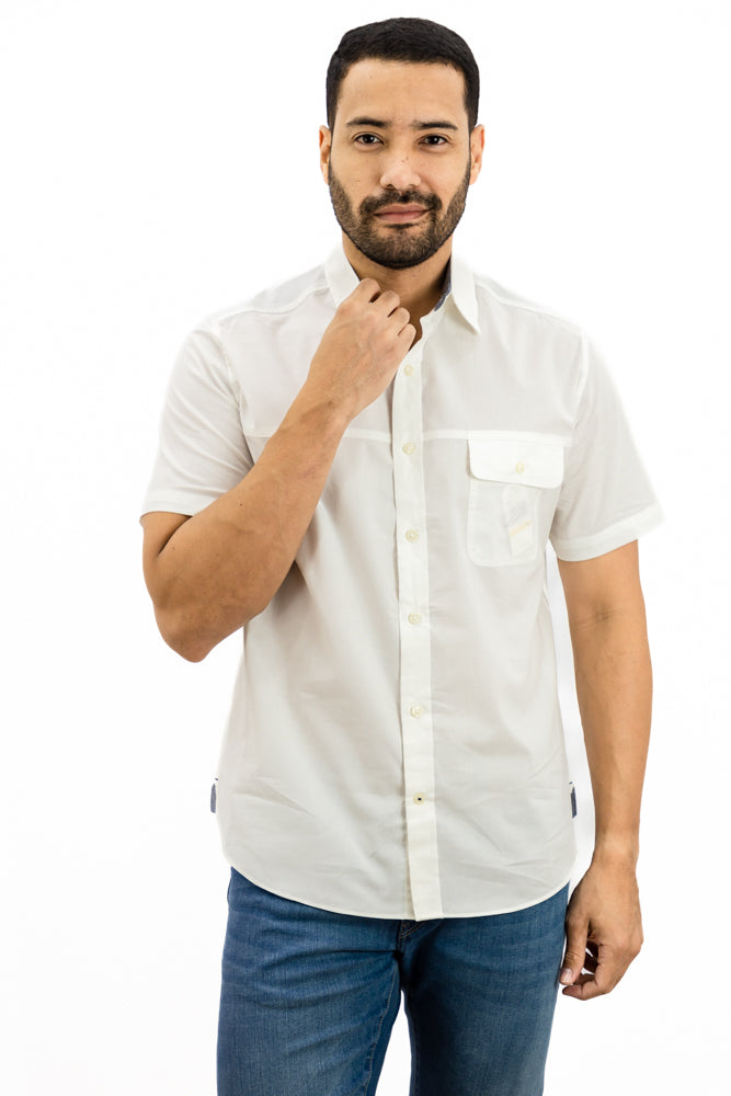 Camisa Nautica Manga Corta Blanca