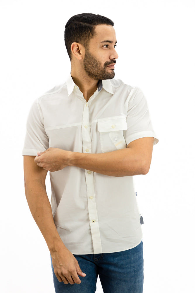 Camisa Nautica Manga Corta Blanca