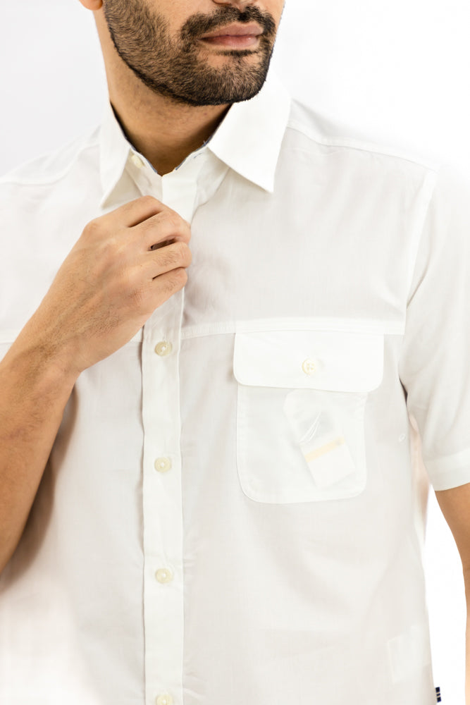 Camisa Nautica Manga Corta Blanca