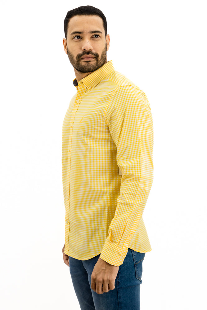 Camisa Nautica Amarillo Cuadros Manga Larga