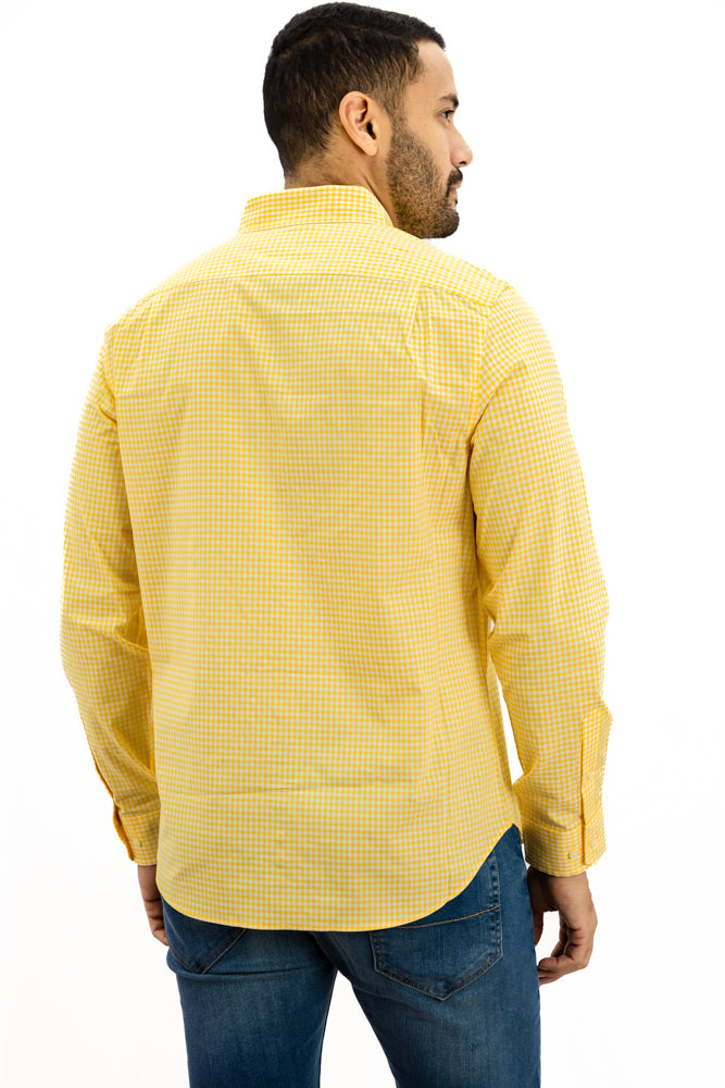 Camisa Nautica Amarillo Cuadros Manga Larga