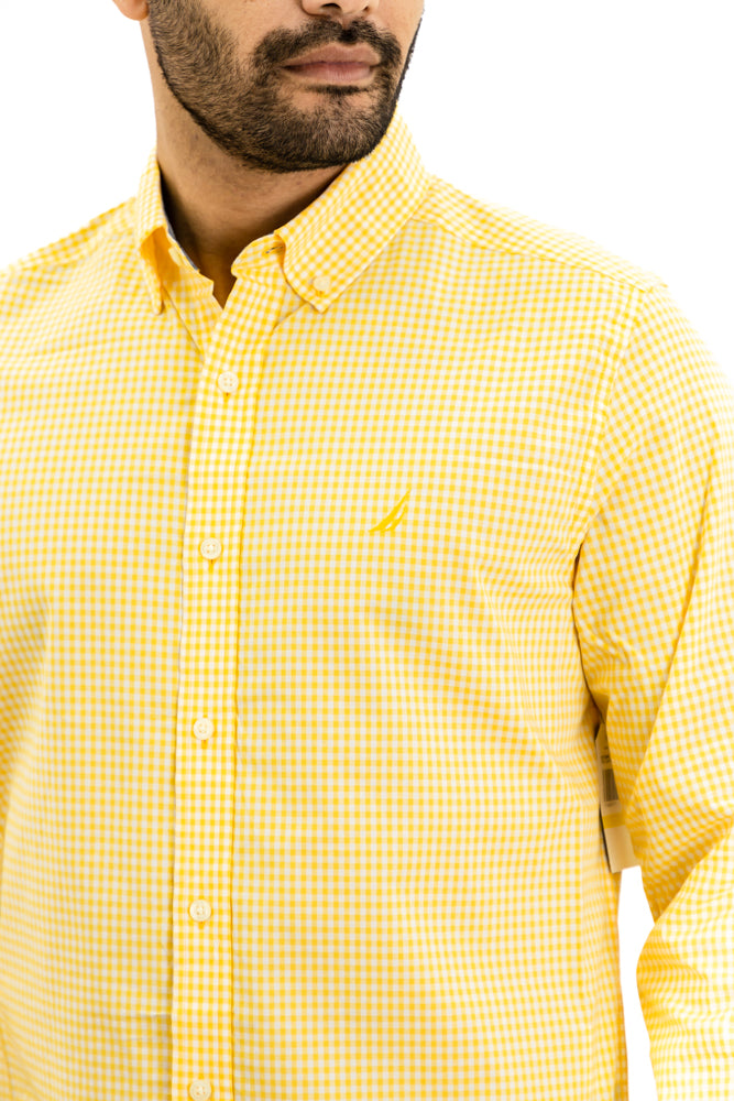 Camisa Nautica Amarillo Cuadros Manga Larga