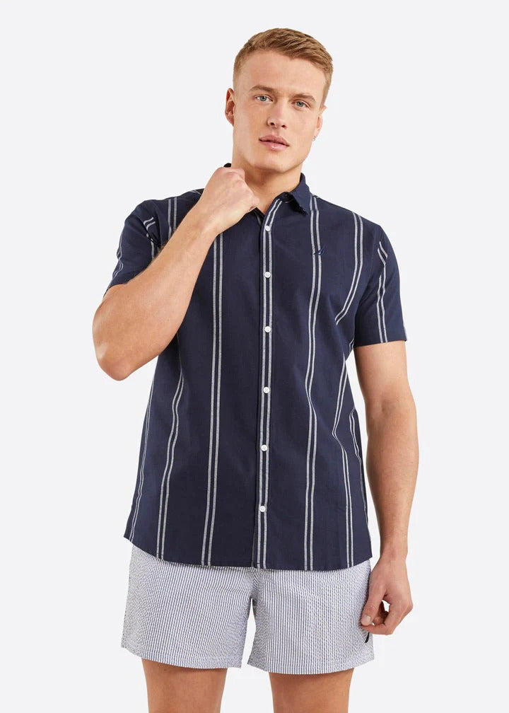 Camisa Nautica Manga Corta Azul