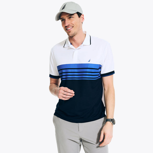 Polo Nautica Blanca Azul Performance