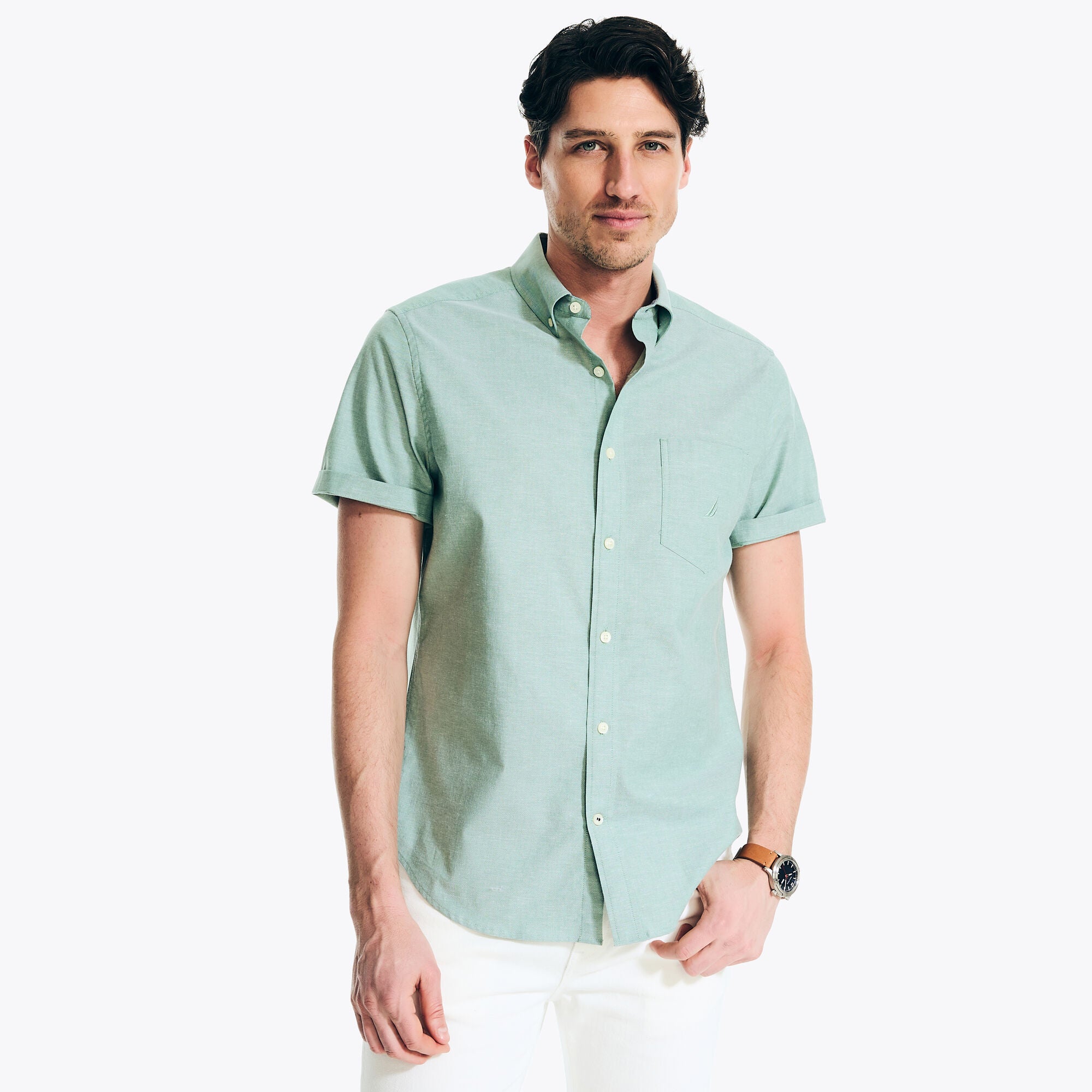 Camisa Nautica Manga Corta Verde