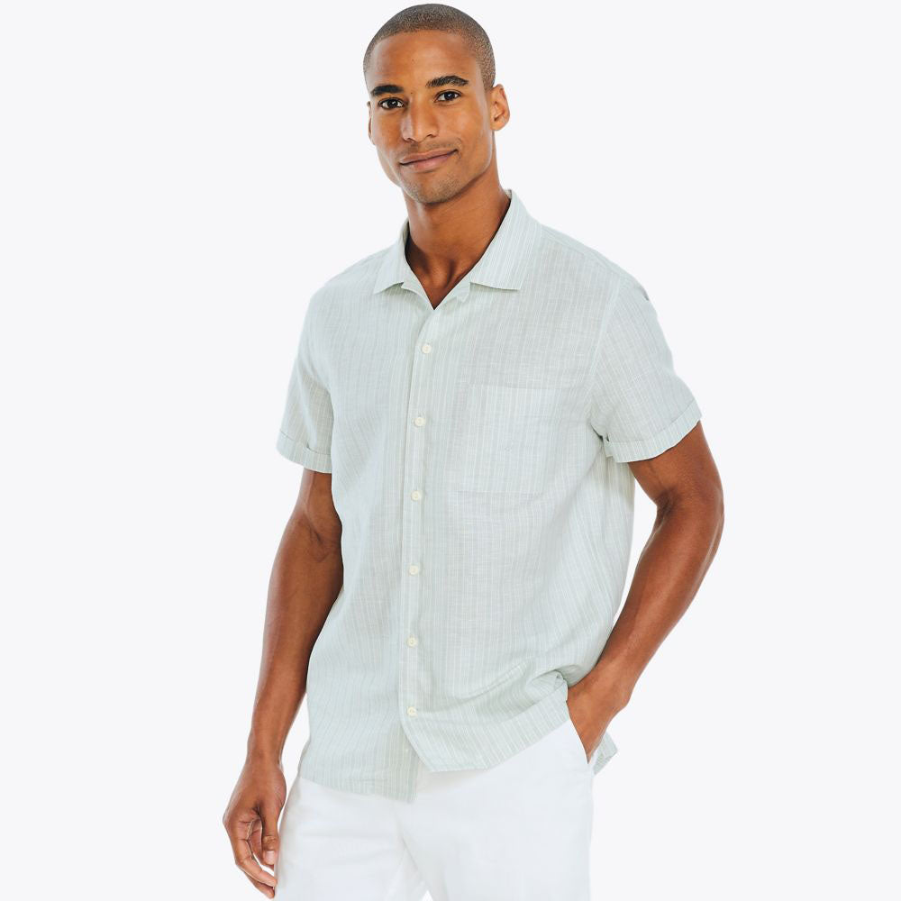 Camisa Nautica Lino Manga Corta Verde